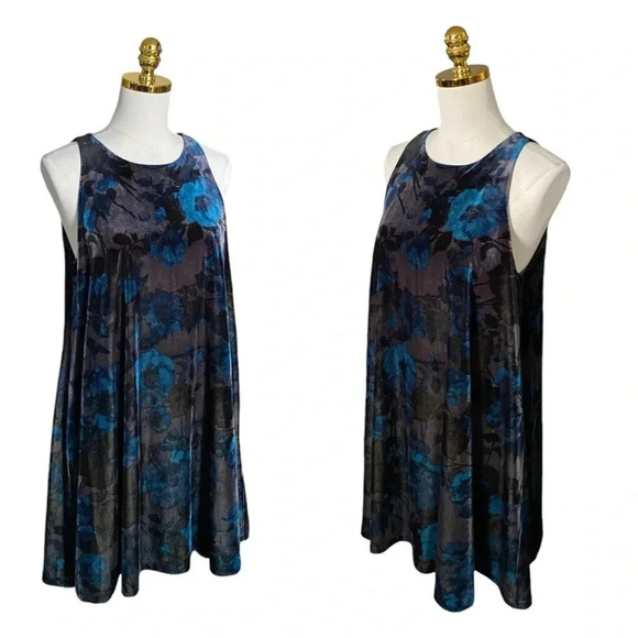 CYNTHIA ROWLEY Women’s Floral Print Velvet Burnout Sleeveless Shift Dress Size L - Picture 2 of 9